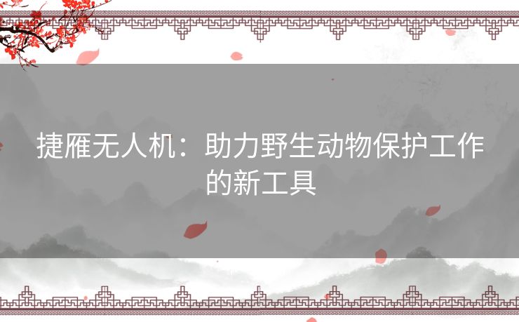 捷雁无人机：助力野生动物保护工作的新工具