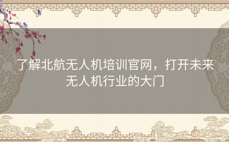 了解北航无人机培训官网，打开未来无人机行业的大门
