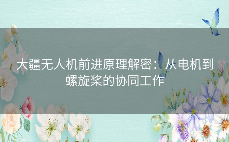 大疆无人机前进原理解密：从电机到螺旋桨的协同工作