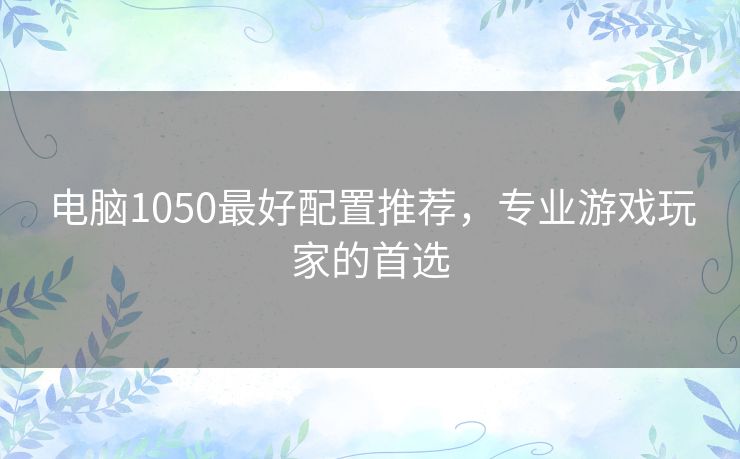 电脑1050最好配置推荐，专业游戏玩家的首选