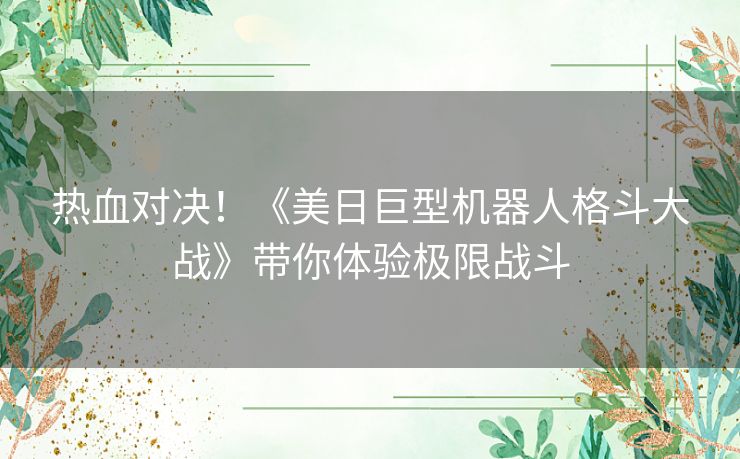 热血对决！《美日巨型机器人格斗大战》带你体验极限战斗