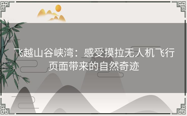 飞越山谷峡湾：感受摸拉无人机飞行页面带来的自然奇迹