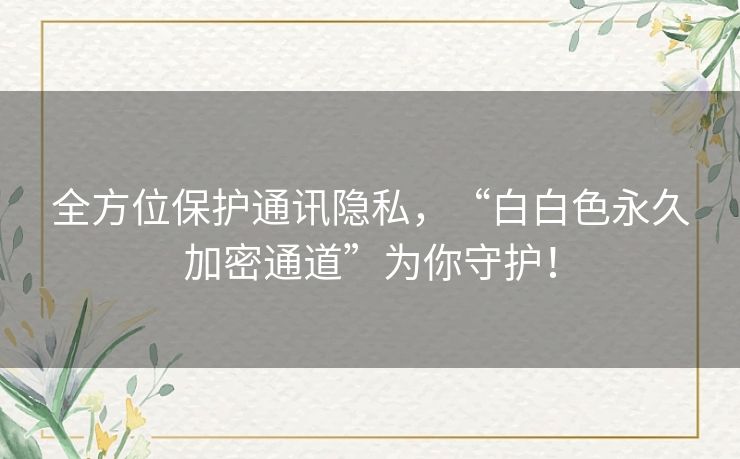 全方位保护通讯隐私，“白白色永久加密通道”为你守护！