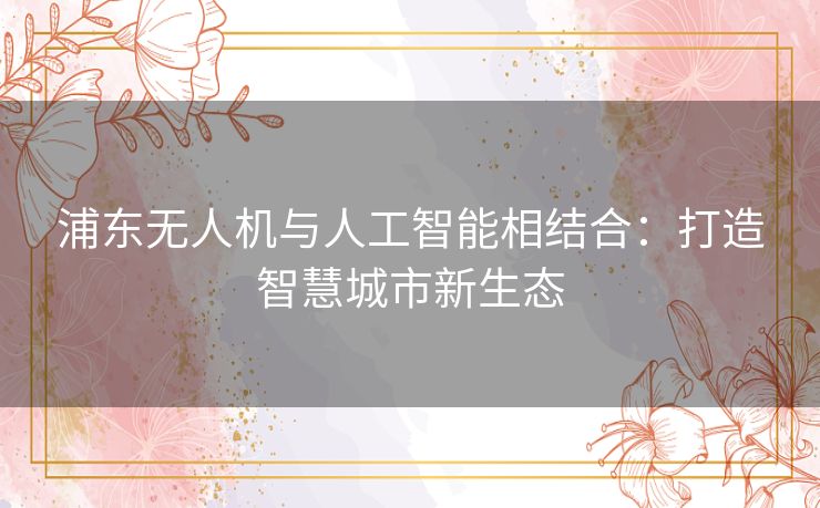 浦东无人机与人工智能相结合：打造智慧城市新生态