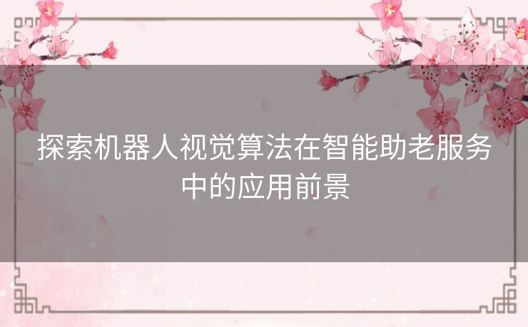 探索机器人视觉算法在智能助老服务中的应用前景
