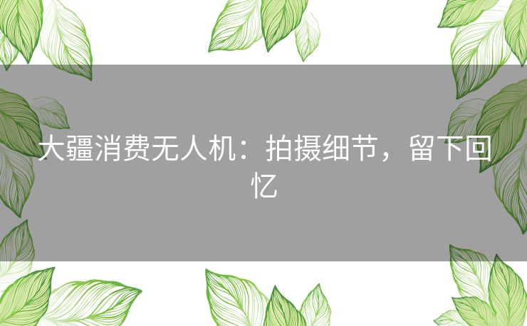 大疆消费无人机：拍摄细节，留下回忆