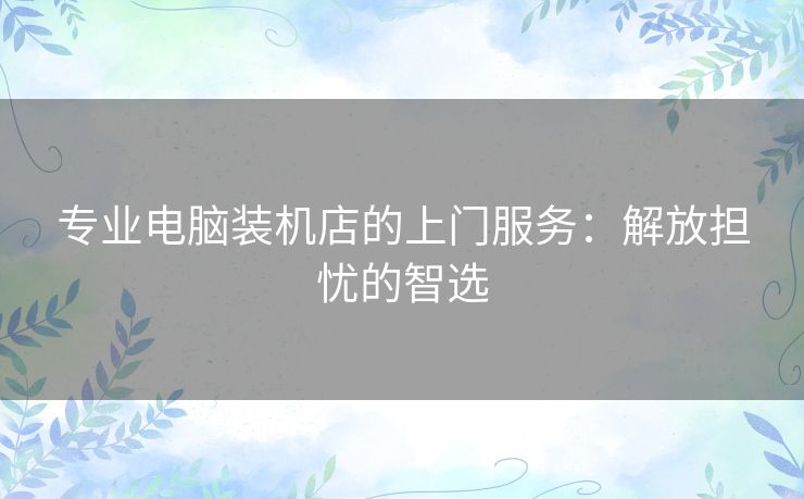 专业电脑装机店的上门服务：解放担忧的智选