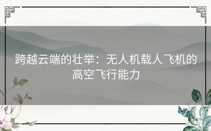 跨越云端的壮举：无人机载人飞机的高空飞行能力
