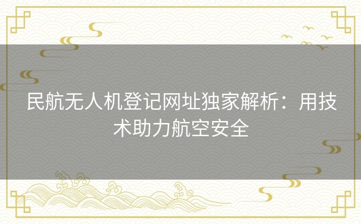 民航无人机登记网址独家解析：用技术助力航空安全