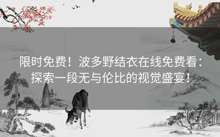 限时免费！波多野结衣在线免费看：探索一段无与伦比的视觉盛宴！