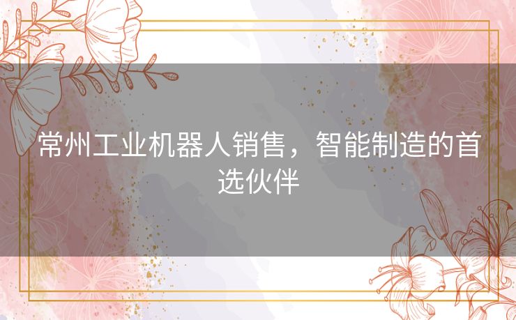 常州工业机器人销售，智能制造的首选伙伴