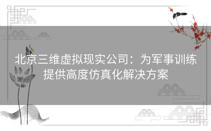 北京三维虚拟现实公司：为军事训练提供高度仿真化解决方案