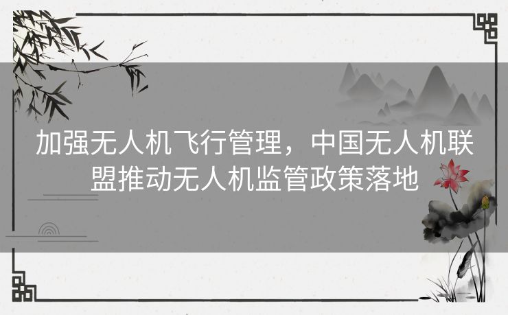 加强无人机飞行管理，中国无人机联盟推动无人机监管政策落地