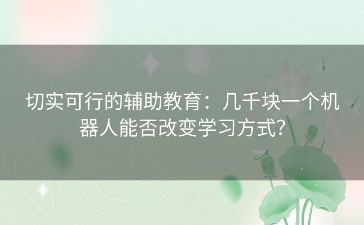 切实可行的辅助教育：几千块一个机器人能否改变学习方式？