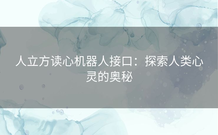 人立方读心机器人接口：探索人类心灵的奥秘
