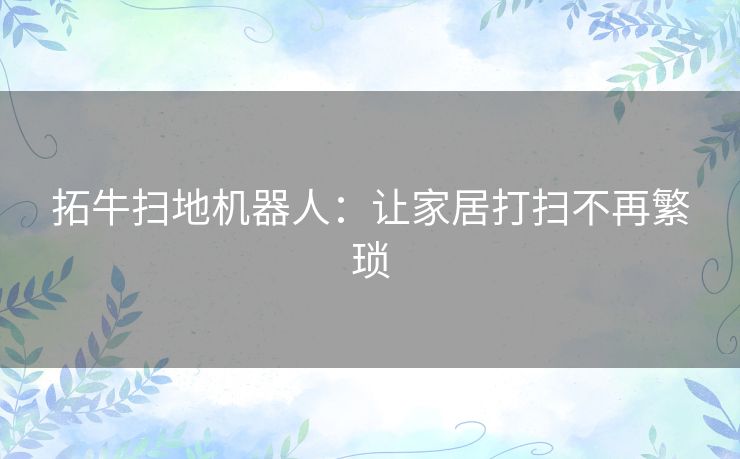 拓牛扫地机器人：让家居打扫不再繁琐