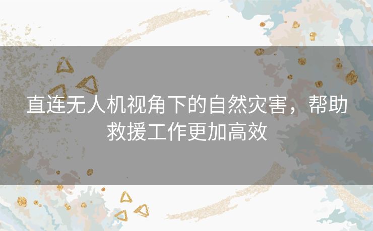 直连无人机视角下的自然灾害，帮助救援工作更加高效