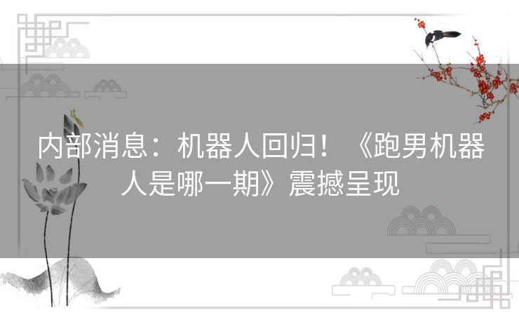 内部消息：机器人回归！《跑男机器人是哪一期》震撼呈现