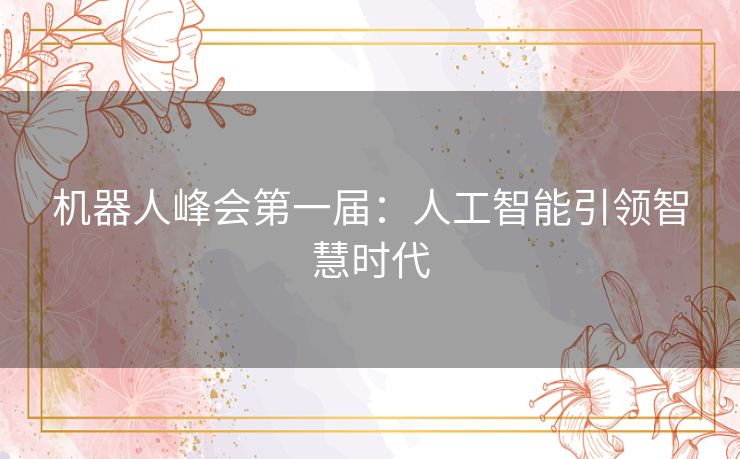 机器人峰会第一届：人工智能引领智慧时代