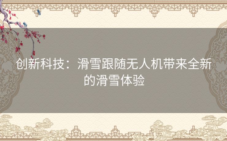 创新科技：滑雪跟随无人机带来全新的滑雪体验