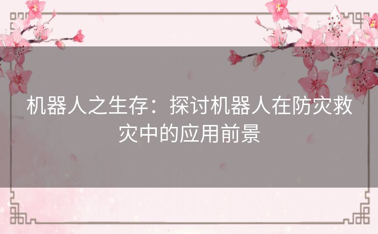 机器人之生存：探讨机器人在防灾救灾中的应用前景