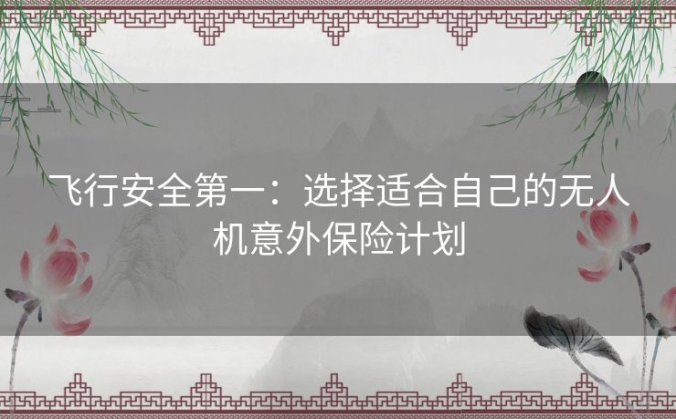 飞行安全第一：选择适合自己的无人机意外保险计划