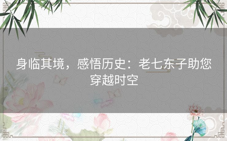 身临其境，感悟历史：老七东子助您穿越时空