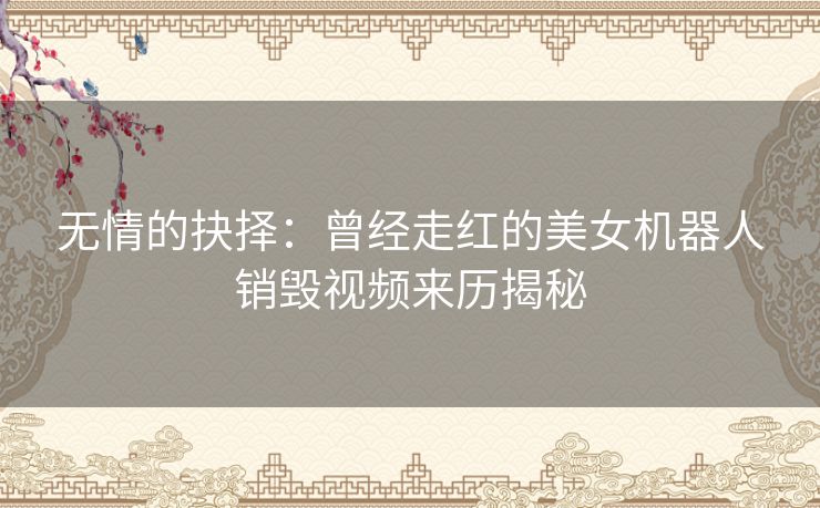 无情的抉择：曾经走红的美女机器人销毁视频来历揭秘