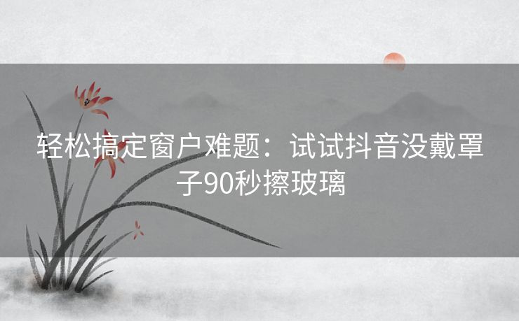 轻松搞定窗户难题：试试抖音没戴罩子90秒擦玻璃