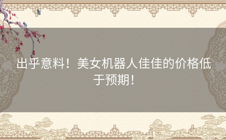 出乎意料！美女机器人佳佳的价格低于预期！
