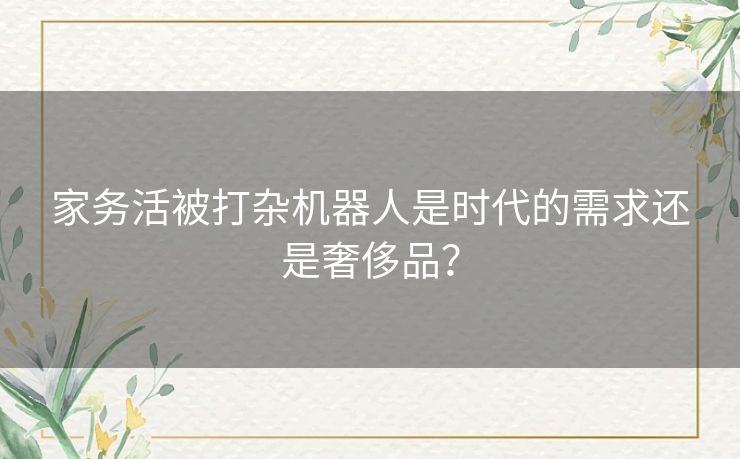 家务活被打杂机器人是时代的需求还是奢侈品？
