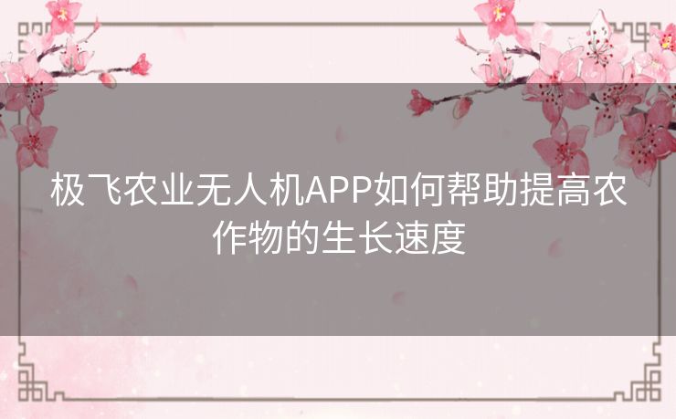 极飞农业无人机APP如何帮助提高农作物的生长速度