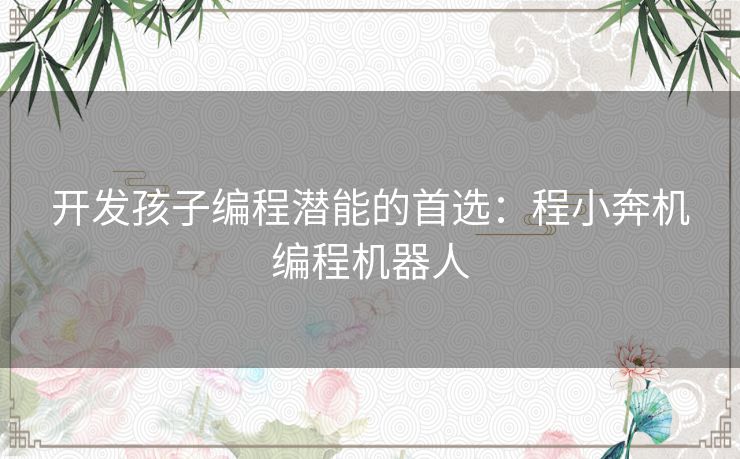 开发孩子编程潜能的首选：程小奔机编程机器人