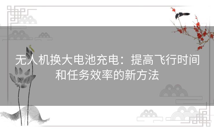 无人机换大电池充电：提高飞行时间和任务效率的新方法