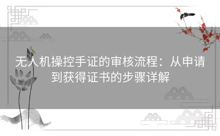 无人机操控手证的审核流程：从申请到获得证书的步骤详解