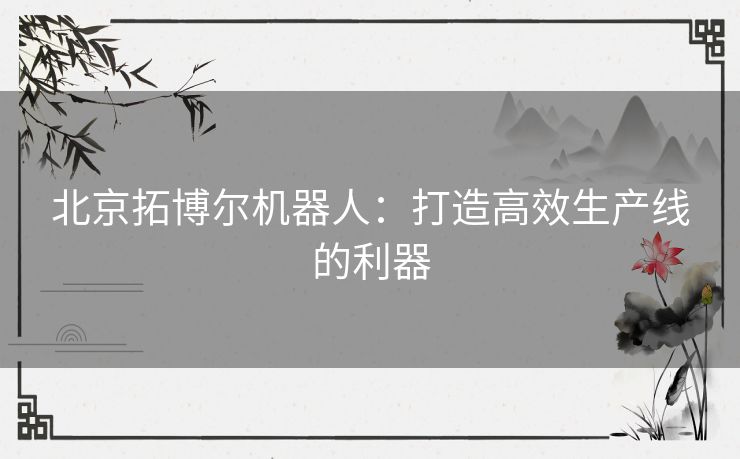 北京拓博尔机器人：打造高效生产线的利器