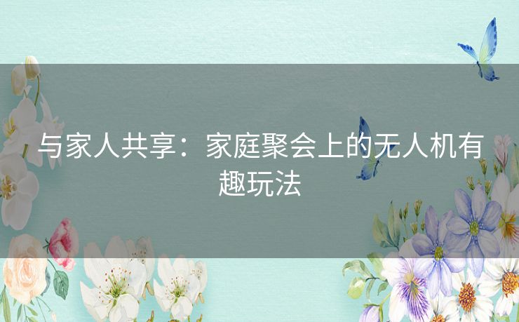 与家人共享：家庭聚会上的无人机有趣玩法