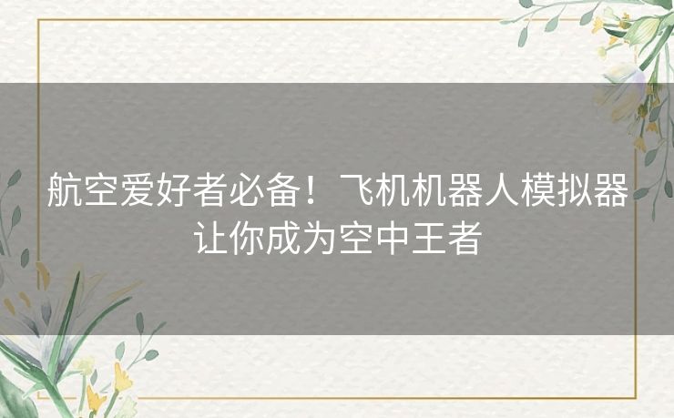 航空爱好者必备！飞机机器人模拟器让你成为空中王者