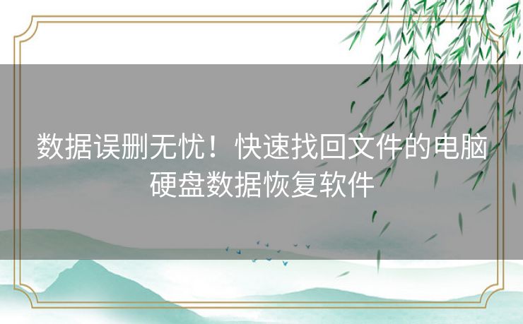 数据误删无忧！快速找回文件的电脑硬盘数据恢复软件