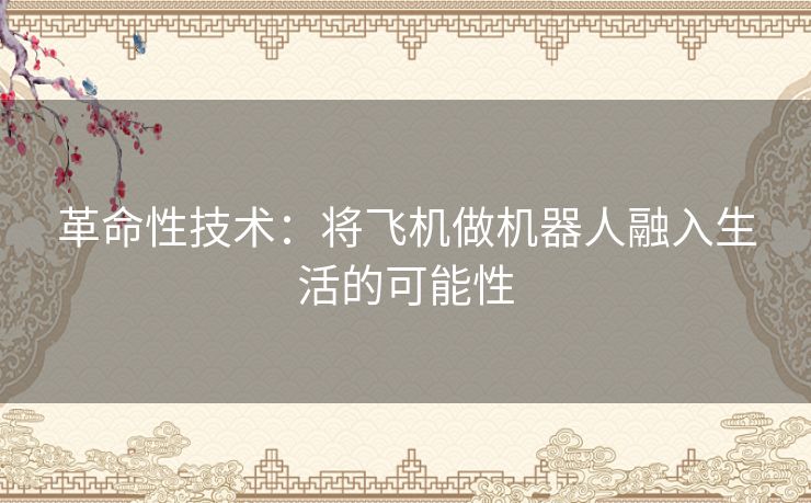 革命性技术：将飞机做机器人融入生活的可能性