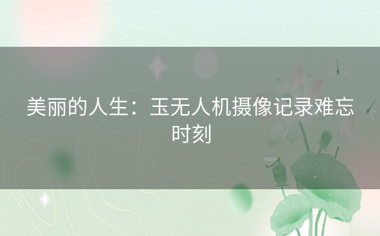 美丽的人生：玉无人机摄像记录难忘时刻