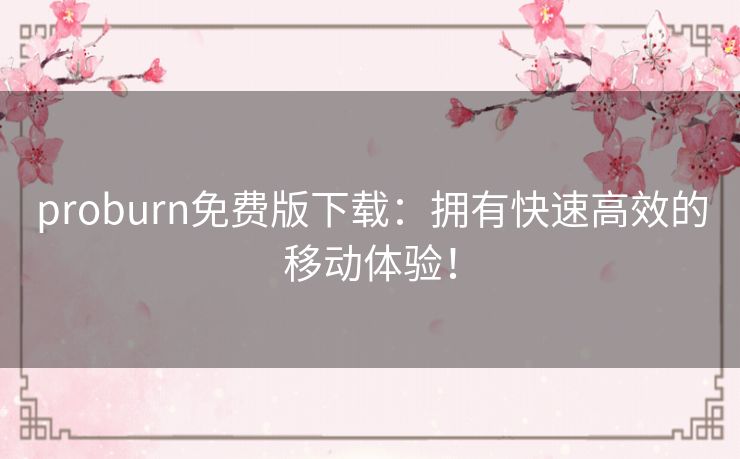 proburn免费版下载：拥有快速高效的移动体验！
