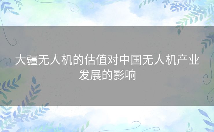 大疆无人机的估值对中国无人机产业发展的影响