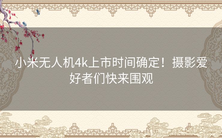 小米无人机4k上市时间确定！摄影爱好者们快来围观