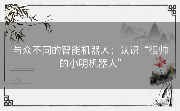 与众不同的智能机器人：认识“很帅的小明机器人”
