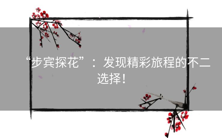 “步宾探花”：发现精彩旅程的不二选择！