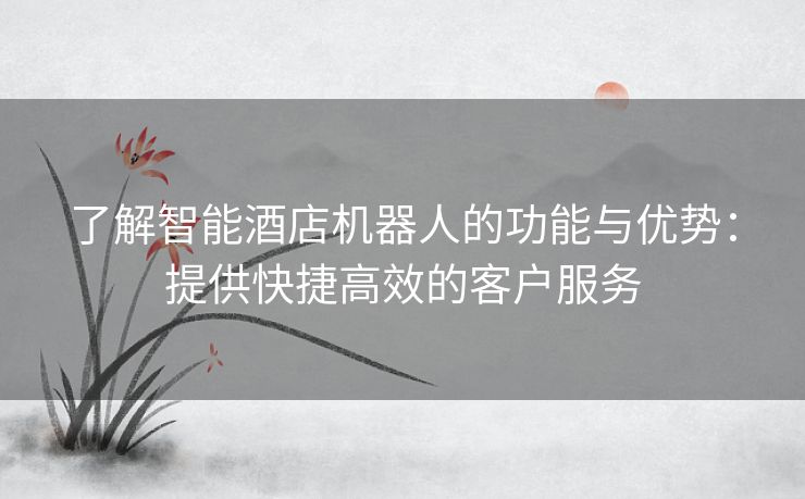 了解智能酒店机器人的功能与优势：提供快捷高效的客户服务