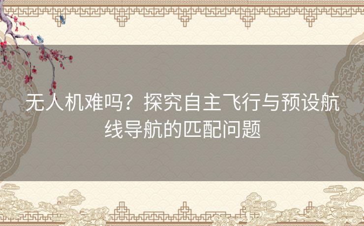 无人机难吗？探究自主飞行与预设航线导航的匹配问题
