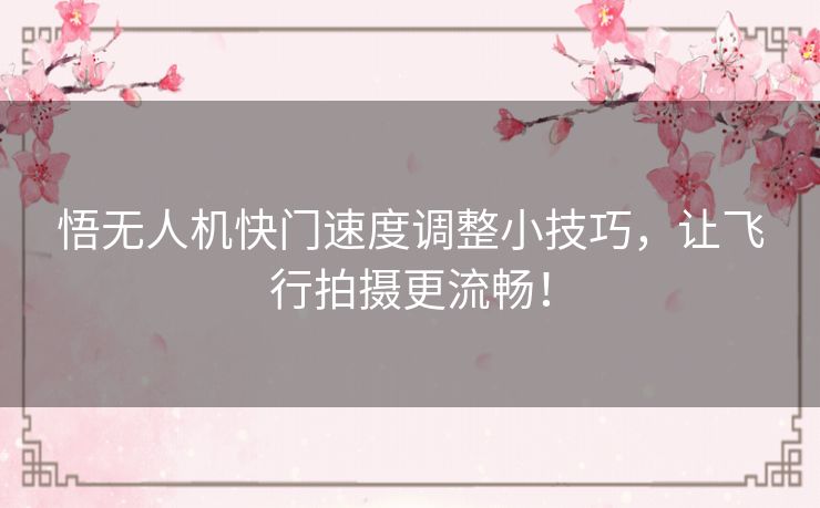 悟无人机快门速度调整小技巧，让飞行拍摄更流畅！
