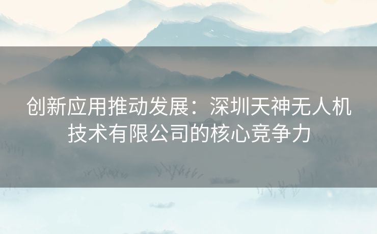 创新应用推动发展：深圳天神无人机技术有限公司的核心竞争力